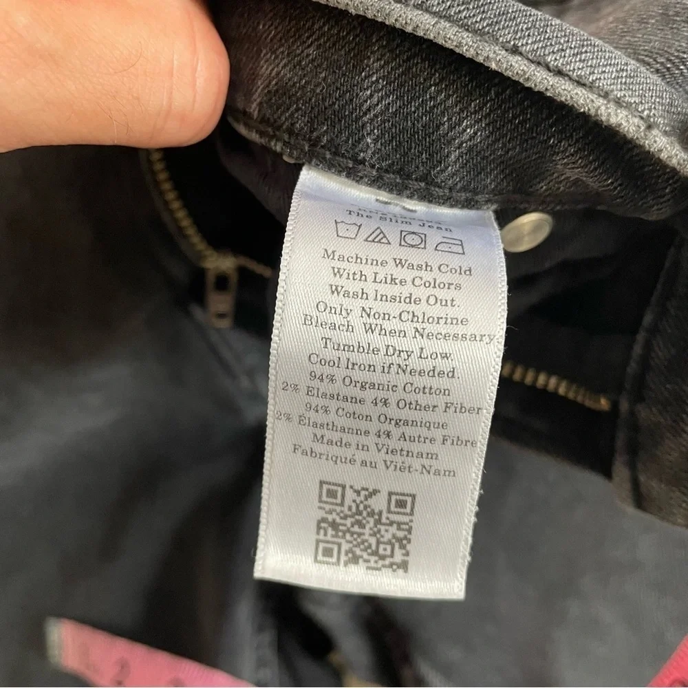 Everlane Uniform Slim Fit Jeans Organic Cotton Stretch Washed Black 35x34 NWOT